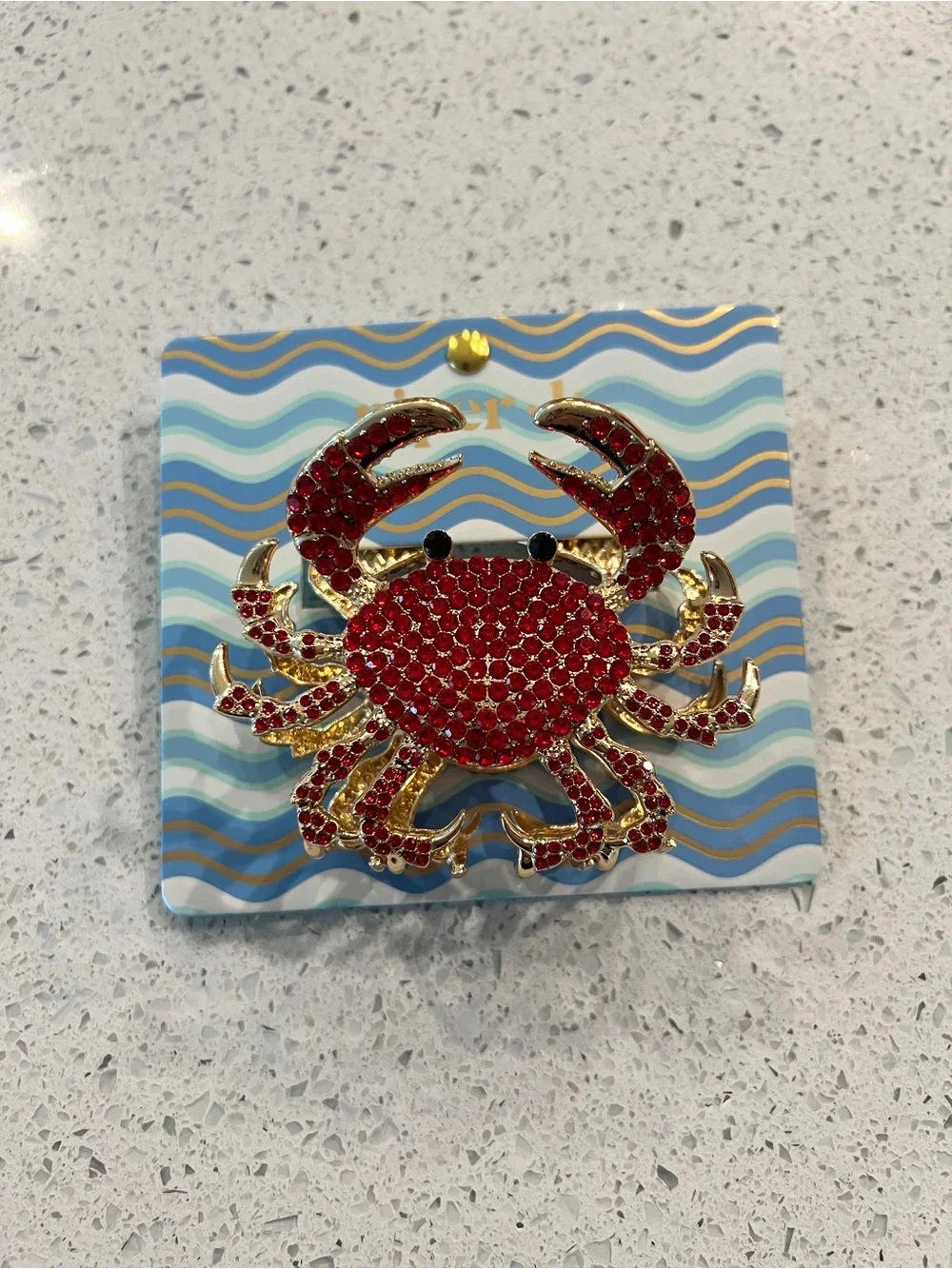 Red Crystal Crab Piper K Hair clip - Gold Tone
